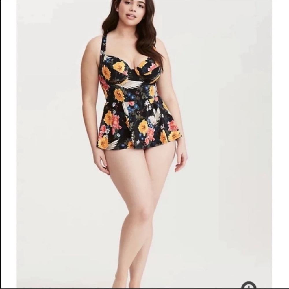 Angel wing floral peplum one piece